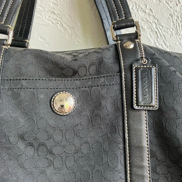 Coach Voyage Black Signature Monogram Tote Bag - Picture 2 of 4